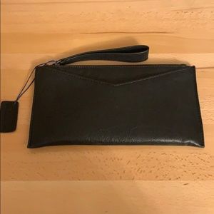 Black leather wristlet